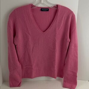 Ann Taylor Women's Cashmere Sweater in Vibrant Pink V-Neck